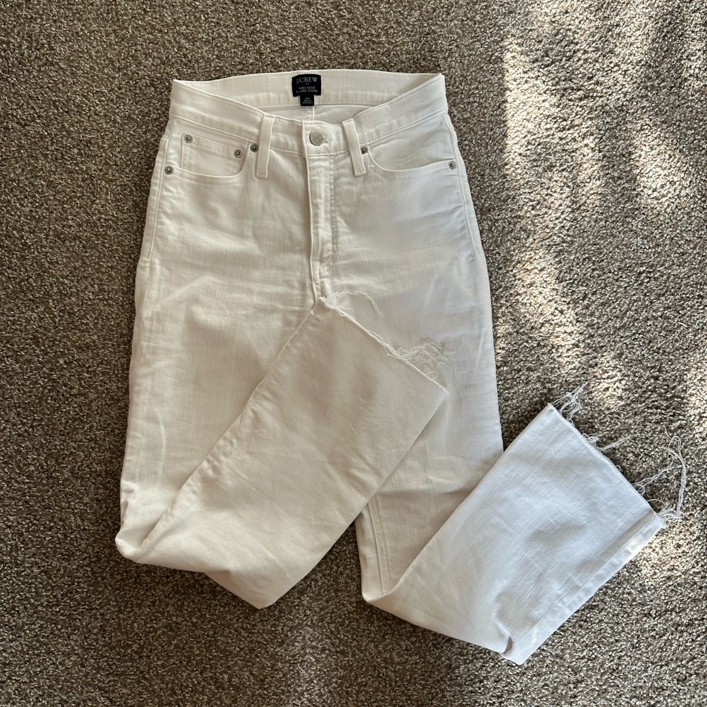 JCrew mid-rise flare crop white jeans size 25